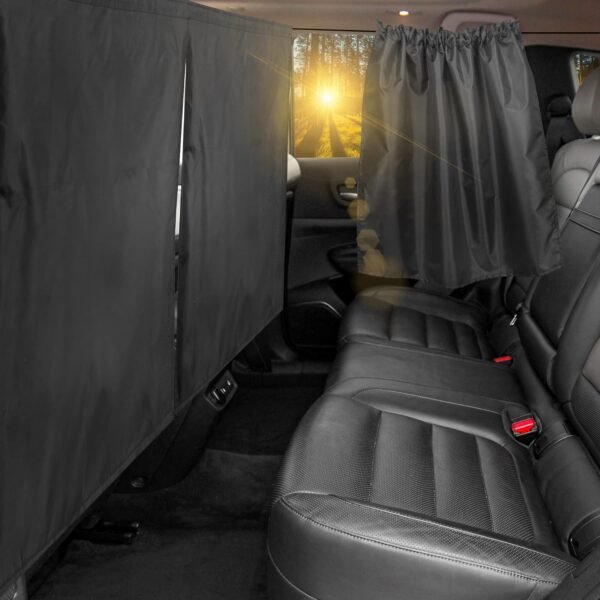 Foldable car window curtain set with light blocking rear and side window sunshade covers, foldable for storage 